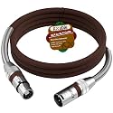Premium XLR Cable 3 FT, 3 Pins XLR Microphone Male to Female Cord, Brown