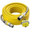Premium XLR Cable 50 FT, 3 Pins XLR Microphone Male to Female Cord, Yellow
