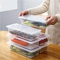 Xmart India Fridge Storage Box with Removable Drain Plate and Lid, Stackable Fridge Storage containers, 1500ML - Ideal for Storing Vegetables, Fruits Kitchen Accessories Items for Home(6 Pcs)