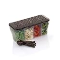 Xmart India Multipurpose Plastic 4 in 1 Masala Box for Kitchen, Spice Boxes for Kitchen,4 Compartment Storage Containers Grocery,Cereal,Dry Fruits Dabba 1800 Ml with 4 Spoons(Brown)