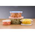 Xmart India Round Food Storage Container Set |BPA-Free Transparent Kitchen Storage Containers with 4-Side Clip Lock Lids | 700ml, 1300ml, 2100ml & 3300ml Pantry Organizer for Snacks, Cereals (4)