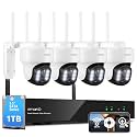 XMARTO 10X Zoom Mesh WiFi6 PTZ AI Tracking Security Camera System,4-Cam Kit