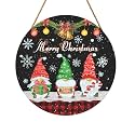 Xmas Gnomes Front Door sign for Outdoor Sign Merry Christma Door Hanger Snow Winter Holiday Yard Signs Hanging Porch Garden Decor
