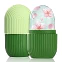 XML Ice Face Roller Silicone Facial Cube for Eyes Neck Massage Remove Dark Circle Pore Shrink Face Skin Care Ice Pack Mould for Knee,Back Pain Relief,Injuries Beauty Tools (Green)