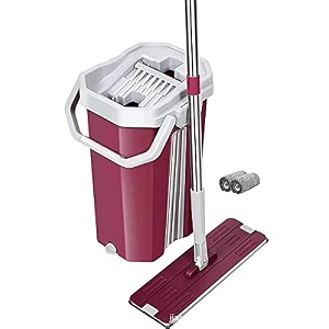 xml mop flat hands free squeeze microfiber 360 flexible head home and kitchen with 1 super absorbent microfiber pads extended stainless steel long handle purple