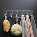 XML Self Adhesive PVC Wall Hanger 6 Hook Sticker Transparent for Hanging Clothes,Towel,Key Home Kitchen Tools Office Bathroom Bedroom Products Door Multipurpose Organizers Accessories