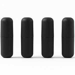 xml toothbrush holder case cover box container portable storage capsule shape for bathroom travelling plastic black pack of- 4