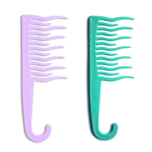 xo curls shower detangling hair comb lav amp green wide tooth comb comb with hook for easy hanging in shower gentle on scalp hair comb for with curly amp wavy hair