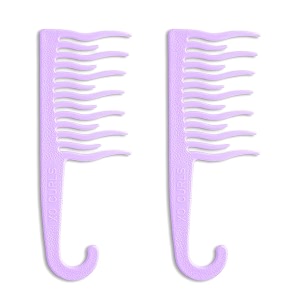 xo curls shower detangling hair comb for women  wide tooth comb  comb with hook for easy hanging in shower  gentle on scalp  hair comb for women with curly amp wavy hair lavender pack of 2