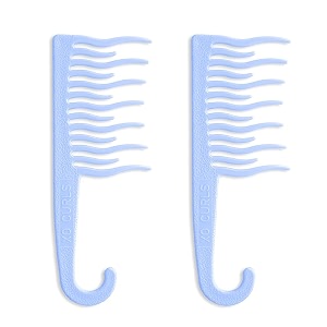 xo curls shower detangling hair comb wide tooth comb comb with hook for easy hanging in shower  gentle on scalp blue pack of 2