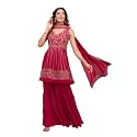 Xomantic Fashion Womens Purple Designer Zariwork Georgette
