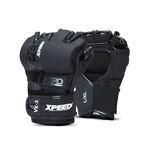 xpeed striking mma gloves  matt pu grappling glove cut finger for martail arts  combat sports  mma  training glove  versatile sports glovs  wrap around hook amp loop closure black lxl