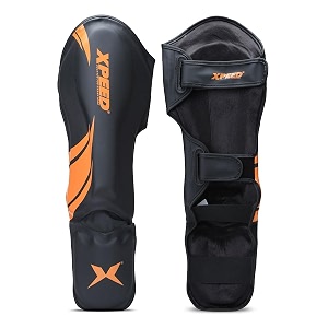 xpeed xp1806 shin padshin guard for men and women  training practice and sports  ultra light weight shinguard with ankle adjustable  hook and loop closure system xl orange