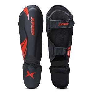 xpeed xp1806 shin padshin guard for men and women  training practice and sports  ultra light weight shinguard with ankle adjustable  hook and loop closure system s red