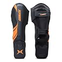 XPEED XP1806 Shin Pad/Shin Guard for Men and Women | Training Practice and Sports | Ultra Light Weight Shinguard with Ankle Adjustable | Hook and Loop Closure System (XL, Orange)