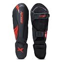 XPEED XP1806 Shin Pad/Shin Guard for Men and Women | Training Practice and Sports | Ultra Light Weight Shinguard with Ankle Adjustable | Hook and Loop Closure System (S, Red)