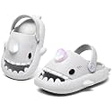 XPKWS Shark Slides Kids Clogs LED Light up Garden Shoes Sharklas Boys Girls Mules Sandals Toddler Slippers Indoor Outdoor Non-slip