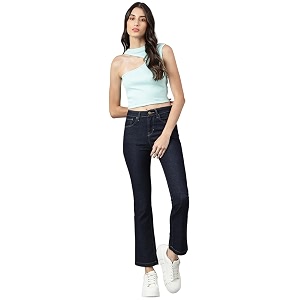 XPOSE Women Navy Blue Comfort Bootcut High-Rise