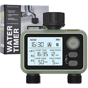 xpr3ss two outlet water timer with rain sensor 3 different water programs for each outlet digital system controller drip irrigation with child lock feature programmable automatic water timer dripper