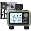 XPR3SS Two Outlet Water Timer With Rain Sensor, 3 Different Water Programs For Each Outlet Digital System Controller Drip Irrigation With Child Lock Feature Programmable Automatic Water Timer Dripper