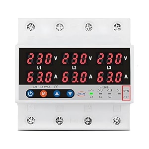 xpr3ss taxnele 63a three phase syn async voltmeter adjustable overunder voltage current limit protection amp meter phase loss amp imbalance protection surge protector tvps3