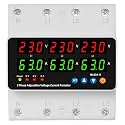 XPR3SS Taxnele 3 Phase 100Amp Automatic Voltage And Current Protection Relay Voltmeter Adjustable Over Under Voltage Current Protection Voltage &amp; Amp Meter Surge Protector Phase Unbalance Protection