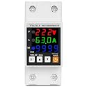 XPR3SS AVR-63S 63Amp Energy Meter Din Rail Voltage Protector Adjustable Voltage & Over Current Protection Relay With Kwh Display With Auto Recovery From Overload