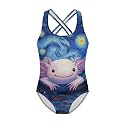 Xpyiqun Swimsuit for Girls One Piece Bathing Suits Size 5-14 Sleeveless Swimwear Cross Shoulder Strap Swimming Wear