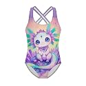 Xpyiqun Swimsuit for Girls One Piece Bathing Suits Size 5-14 Sleeveless Swimwear Cross Shoulder Strap Swimming Wear