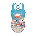 Xpyiqun Swimsuit for Girls One Piece Bathing Suits Size 5-14 Sleeveless Swimwear Cross Shoulder Strap Swimming Wear
