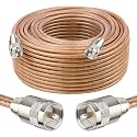 XRDS -RF 100FT RG8X Coaxial Cable with UHF Male PL259 Connectors, Solid Copper Core, Braided Shield, CB Cable for Ham Radio, HF Radio, and Communication Devices