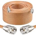 XRDS -RF 200FT RG8X Coaxial Cable with UHF Male PL259 Connectors, Solid Copper Core, Braided Shield, CB Cable for Ham Radio, HF Radio, and Communication Devices