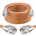 XRDS -RF 35FT RG8X Coaxial Cable with UHF Male PL259 Connectors, Solid Copper Core, Braided Shield, CB Cable for Ham Radio, HF Radio, and Communication Devices
