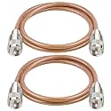 XRDS -RF 3FT 2PCS RG8X Coaxial Cable with UHF Male PL259 Connectors, Solid Copper Core, Braided Shield, CB Cable for Ham Radio, HF Radio, and Communication Devices
