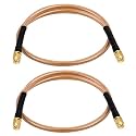 XRDS -RF RG8X SMA Extension Cable, Low Loss SMA Male to SMA Male Coaxial Cable, High-Density Braided Copper 50 Ohm Coax for WiFi Antenna, 4G 5G LTE Gateway, Router, Ham Radio 2FT 2PCS