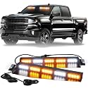 XRIDONSEN 34 inch Visor Light Bar, LED Amber White Windshield Strobe Lights