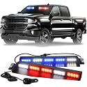XRIDONSEN 34 inch Visor Lights 40 LED Front Windshield Strobe Light Bar