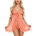 Xs and Os Women's Lace &amp; net Floral Above knee Babydoll Lingerie