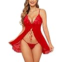 Xs and Os Women's Lace &amp; net Floral Above knee Babydoll Lingerie