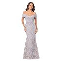 Xscape Women's Off The Shoulder Sequin &amp; Lace Overlay Evening Gown with Sweetheart Neckline, Sheath Formal Dress
