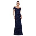 Xscape Women's Off The Shoulder Sequin &amp; Lace Overlay Evening Gown with Sweetheart Neckline, Sheath Formal Dress