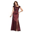 Xscape Women's Sleeveless Asymmetrical Taffeta Neck Gown with Side Slit