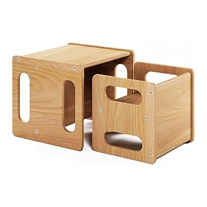 xsource wooden kids table chair set for toddlers natural solid wood children furniture set study play eating activity montessori learning for home playroom nursery preschool seating set
