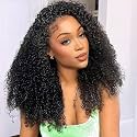 XSY 24 Inch Kinky Curly Half Wig Human Hair 3 In 1 Seamless Flip Over Half Wigs Beginner Friendly Glueless Wear and Go Curly Headband Wig Human Hair Invisible Hairline