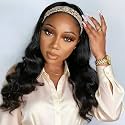 XSY Body Wave Headband Wig, Brazilian Virgin Human Hair, 150% Density, 16 Inch, Medium Cap Size, 1 Count, Female, Adult