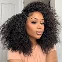 XSY Curly Half Wig Human Hair 200% Density Kinky Curly Headband Wig 3 In 1 Half Wig with Drawstring Wear and Go Glueless Human Hair Wigs for Women Beginner Friendly Natural Colour 12 Inch