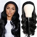 XSY Headband Wig Human Hair Body Wave Brazilian Virgin Hair Wear and Go Half Wigs for Black Women Glueless No Lace Front Wig 150% Density Natural Color 26 Inch