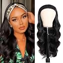 XSY Headband Wig Human Hair Body Wave 18 Inch Brazilian Virgin Hair Glueless Wear Go Wig None Lace Front Wigs for Black Women 150% Density Natural Black Color