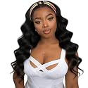 XSY Headband Wig Human Hair Body Wave Headband Wigs for Black Women Brazilian Glueless None Lace Front Wigs Wear and Go Half Wigs 150% Density Natural Color 22 Inch