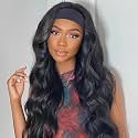 XSY Headband Wig Human Hair Body Wave Brazilian Virgin Hair Wear and Go Half Wigs for Black Women Glueless No Lace Front Wig 150% Density Natural Color 28 Inch